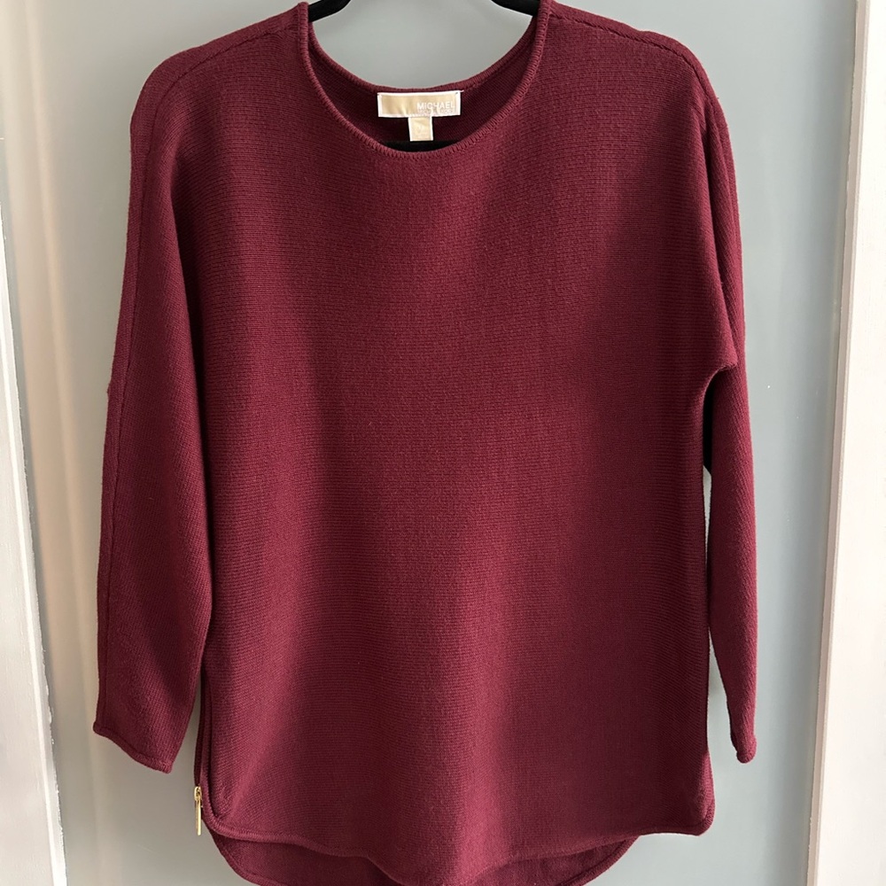 Michaels Deep Burgundy Crew Neck Knit Top